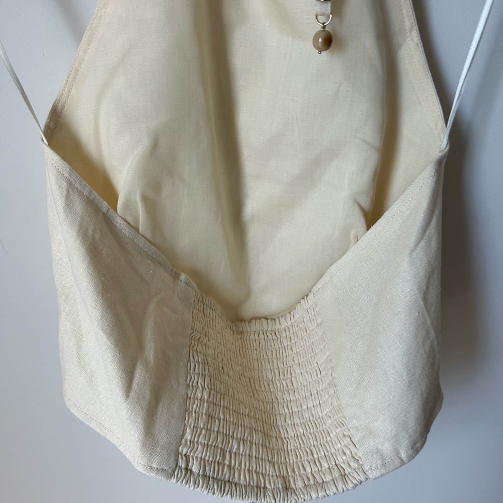 House of Harlow 1960 cream floral Halter & Wide Leg pant Set - Picture 4 of 6